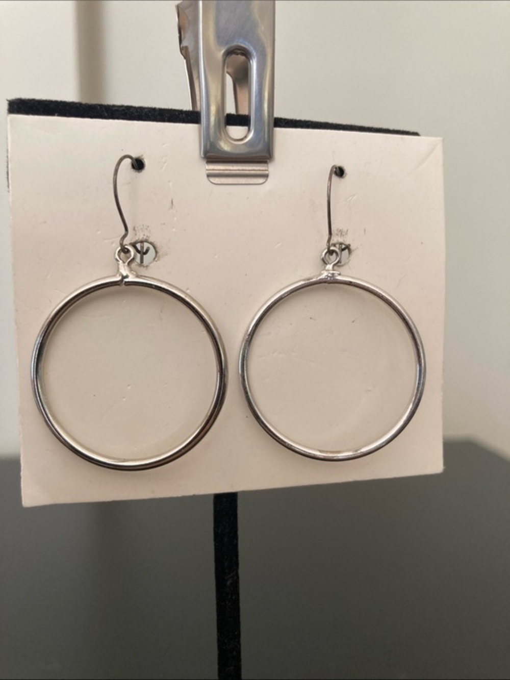 Classic Silver Hoop Drop Earrings - Minimalist Circle Style